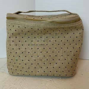 Kate Spade Insulated Out to Lunch Cosmetic or Lunch Tote Bag Blue Polka Dots